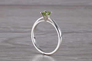 Natural Peridot Gemstone set Silver Ring