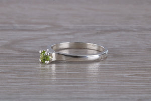 Natural Peridot Gemstone set Silver Ring
