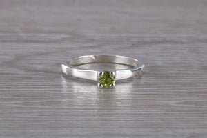 Natural Peridot Gemstone set Silver Ring