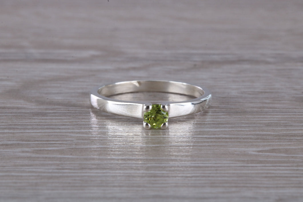 Natural Peridot Gemstone set Silver Ring