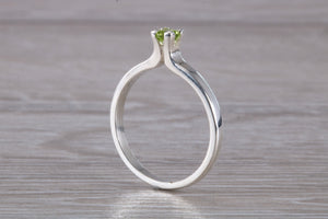 Natural Peridot Gemstone set Silver Ring