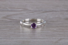 Load image into Gallery viewer, Natural Round cut Amethyst set Silver Ring
