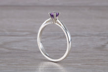 Load image into Gallery viewer, Natural Round cut Amethyst set Silver Ring