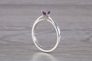 Natural Round cut Amethyst set Silver Ring
