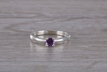 Load image into Gallery viewer, Natural Round cut Amethyst set Silver Ring