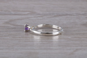 Natural Round cut Amethyst set Silver Ring