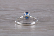 Load image into Gallery viewer, Silver solitaire set with Royal Blue sapphire cubic zirconia, simple and beautiful