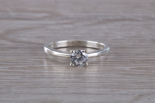 Silver solitaire ring set with beautiful round Diamond white Cubic Zirconia