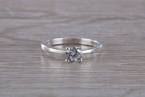 Silver solitaire ring set with beautiful round Diamond white Cubic Zirconia