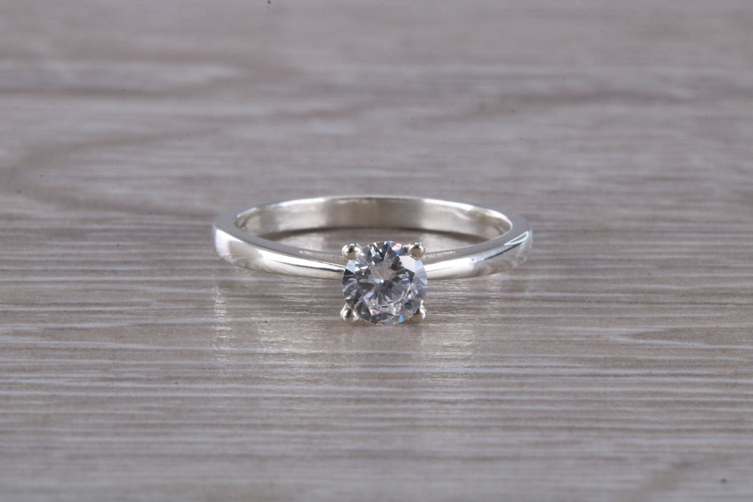 Silver solitaire ring set with beautiful round Diamond white Cubic Zirconia