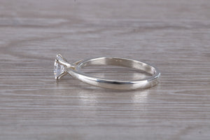 Silver solitaire ring set with beautiful round Diamond white Cubic Zirconia