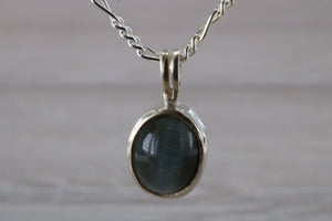 Natural Grey Cats Eye set Silver Necklace