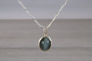 Natural Grey Cats Eye set Silver Necklace