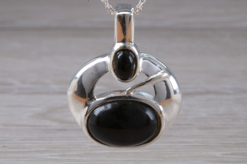 Black Jade set Silver Necklace