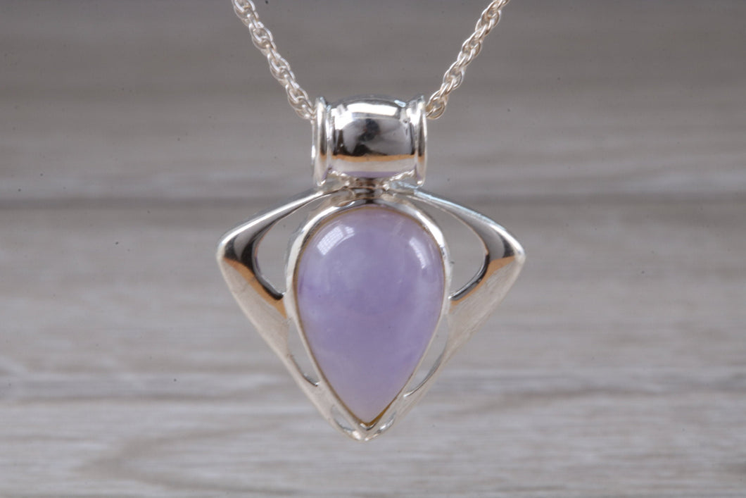 Silver Lilac Jade Necklace. Lilac Jade Pendant with 16 inch Snake chain.Jade Christmas,Birthday,Anniversary or Graduation Present.
