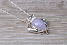 Load image into Gallery viewer, Silver Lilac Jade Necklace. Lilac Jade Pendant with 16 inch Snake chain.Jade Christmas,Birthday,Anniversary or Graduation Present.