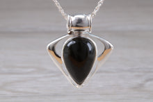 Load image into Gallery viewer, Silver Black Jade Necklace. Black Jade Pendant with 16 inch Snake chain.Jade Christmas,Birthday,Anniversary or Graduation Present.