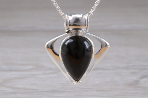 Silver Black Jade Necklace. Black Jade Pendant with 16 inch Snake chain.Jade Christmas,Birthday,Anniversary or Graduation Present.