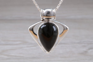 Silver Black Jade Necklace. Black Jade Pendant with 16 inch Snake chain.Jade Christmas,Birthday,Anniversary or Graduation Present.