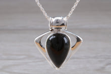 Load image into Gallery viewer, Silver Black Jade Necklace. Black Jade Pendant with 16 inch Snake chain.Jade Christmas,Birthday,Anniversary or Graduation Present.