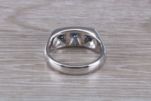 Load image into Gallery viewer, Chunky Signet Ring set with Three Natural Blue Sapphires