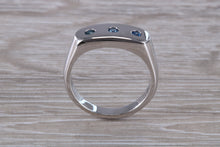 Load image into Gallery viewer, Chunky Signet Ring set with Three Natural Blue Sapphires