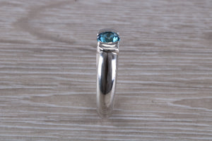 One carat Round cut Blue Topaz Ring