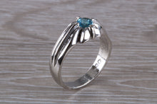 Load image into Gallery viewer, Gents Blue Topaz set Silver Ring