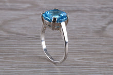 Load image into Gallery viewer, Blue Topaz ring. 11mm round Topaz. November birthstone,Sagittarius Zodiac Gemstone.Perfect 16th,18th,21st birthday or Anniversary Gift.