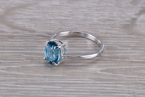 Oval cut Blue Topaz set Silver Ring