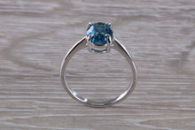 Load image into Gallery viewer, Oval cut Blue Topaz set Silver Ring