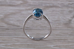 Oval cut Blue Topaz set Silver Ring