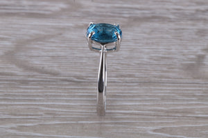 Oval cut Blue Topaz set Silver Ring