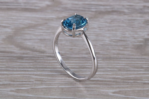 Oval cut Blue Topaz set Silver Ring