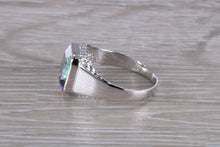 Load image into Gallery viewer, Emerald cut Mystic Topaz set Silver Ring