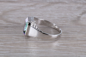 Emerald cut Mystic Topaz set Silver Ring