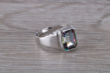 Load image into Gallery viewer, Emerald cut Mystic Topaz set Silver Ring