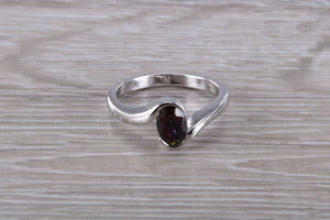 Natural Mystic Topaz set Crossover Ring