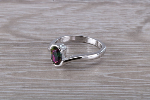 Natural Mystic Topaz set Crossover Ring