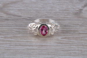 Oval cut Pink Topaz set Silver Ring