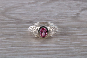 Oval cut Pink Topaz set Silver Ring