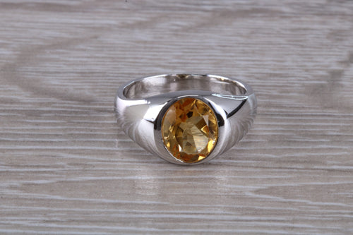 Natural Oval cut Citrine set Silver Ring