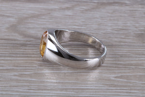 Natural Oval cut Citrine set Silver Ring