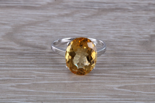 Oval cut Citrine set Silver Ring