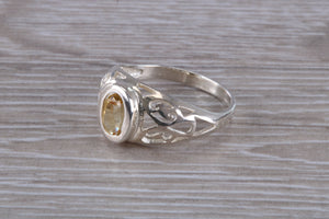 Oval cut Citrine set Silver Ring