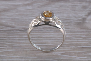 Oval cut Citrine set Silver Ring