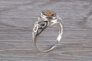 Oval cut Citrine set Silver Ring