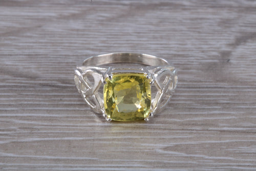 Cushion cut Citrine set Silver Ring