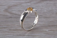 Load image into Gallery viewer, Round cut Citrine Gemstone set Silver Ring