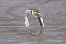 Load image into Gallery viewer, Round cut Citrine Gemstone set Silver Ring
